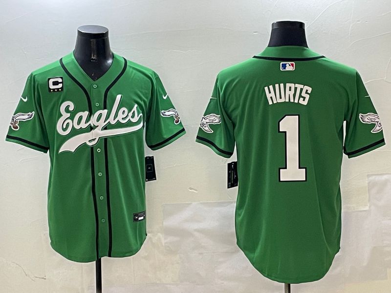 Men Philadelphia Eagles #1 Hurts Green three generations Jointly Name 2025 Nike Limited NFL Jersey style 9->philadelphia eagles->NFL Jersey